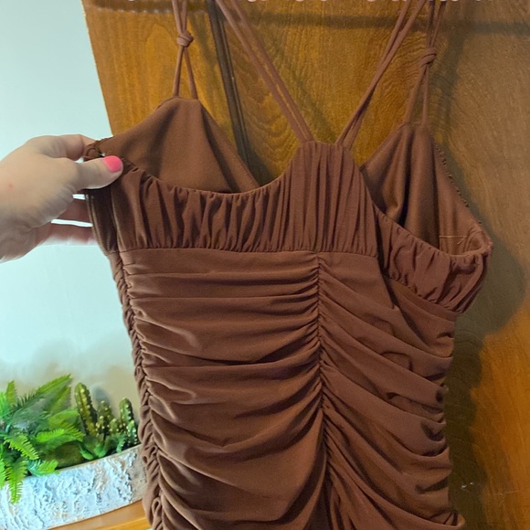 Brand new Laundry by Shelli Segal brown beaded and ruched evening dress 😍😍😍 - Picture 15 of 16